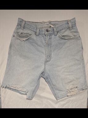 Vintage Levi's Blue Distressed Cutoff Jean Shorts Made In USA.